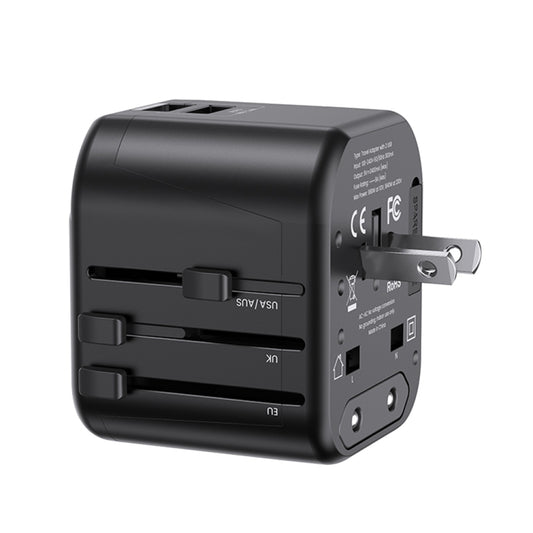 USAMS US-CC173 T55 12W Universal Multi Plug Travel Charger(Black) - International Plug Adaptor by USAMS | Online Shopping South Africa | PMC Jewellery