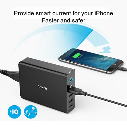 ANKER 2.4A USB-C / Type-C Power Delivery PD + 4 Ports Wall Changer for Mobile Phones / Tables / Macbooks, US Plug(Black) - Multifunction Charger by ANKER | Online Shopping South Africa | PMC Jewellery | Buy Now Pay Later Mobicred