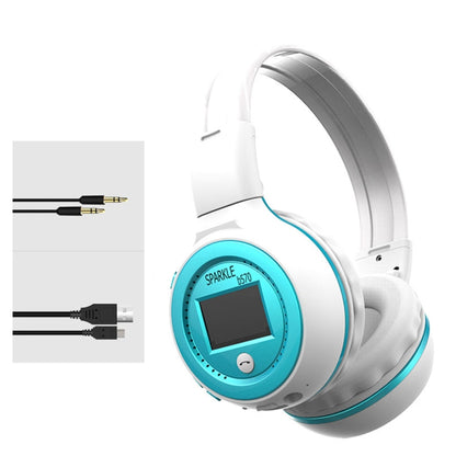 ZEALOT B570 Stereo Wired Wireless Bluetooth Subwoofer Headset with LED Color Screen Design & HD Microphone & FM, For Mobile Phones & Tablets & Laptops, Support 32GB TF Card Maximum(Blue) - Headset & Headphone by ZEALOT | Online Shopping South Africa | PMC Jewellery