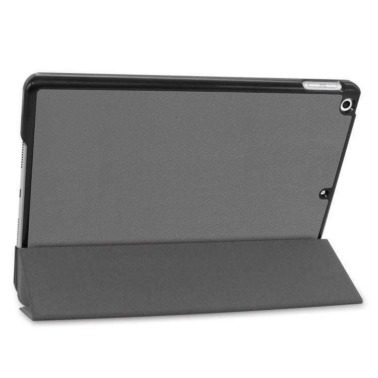 For iPad 10.2 Custer Texture Horizontal Flip Smart PU Leather Case with Sleep / Wake-up Function & Three-folding Holder (Grey) - free shipping - PMC TechLife - Order now!