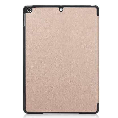 For iPad 10.2 Custer Texture Horizontal Flip Smart PU Leather Case with Sleep / Wake-up Function & Three-folding Holder (Gold) - iPad 10.2 Cases by PMC Jewellery | Online Shopping South Africa | PMC Jewellery