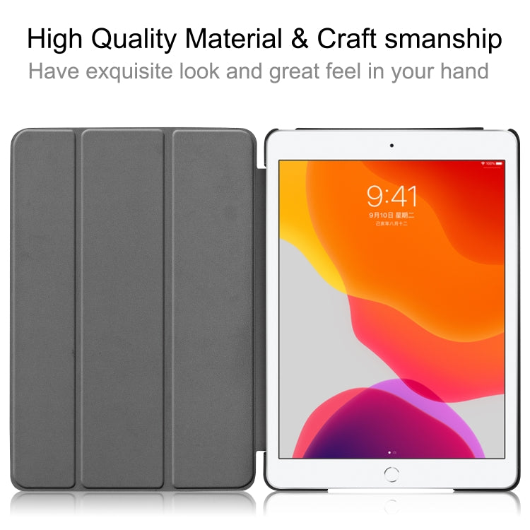 For iPad 10.2 Custer Texture Horizontal Flip Smart PU Leather Case with Sleep / Wake-up Function & Three-folding Holder (White) - iPad 10.2 Cases by PMC TechLife | Online Shopping South Africa | PMC TechLife