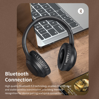 ROCK Space O2 HiFi Bluetooth 5.0 Wireless Headset with Mic, Support TF Card(Black) - Headset & Headphone by ROCK | Online Shopping South Africa | PMC Jewellery