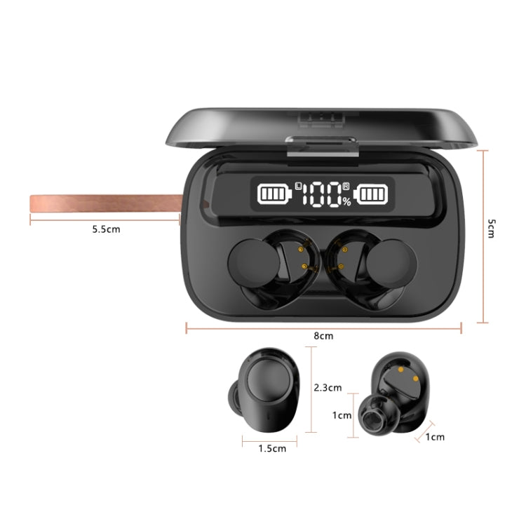 A13 TWS CVC8.0 and DSP Dual Noise Cancelling Touch Bluetooth Earphone with Charging Box, Support LED Digital Display & Clock & Flashlight & HD Call & Siri & Power Bank(Black) - TWS Earphone by PMC Jewellery | Online Shopping South Africa | PMC Jewellery