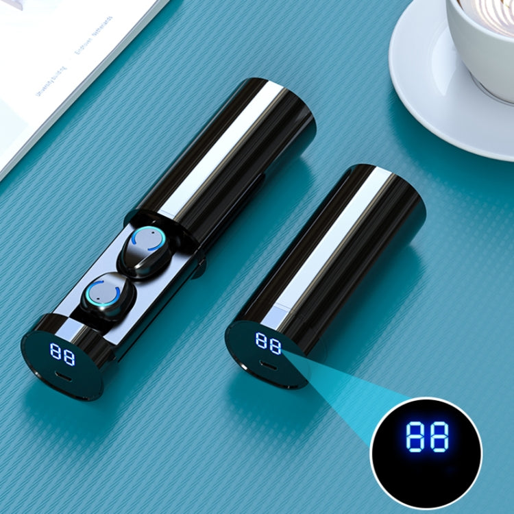 F9-6 TWS CVC8.0 Noise Cancelling Touch Bluetooth Earphone with Pull-out Cylindrical Charging Box, Support LED Power Digital Display & Call & Siri(Black) - TWS Earphone by PMC TechLife | Online Shopping South Africa | PMC TechLife