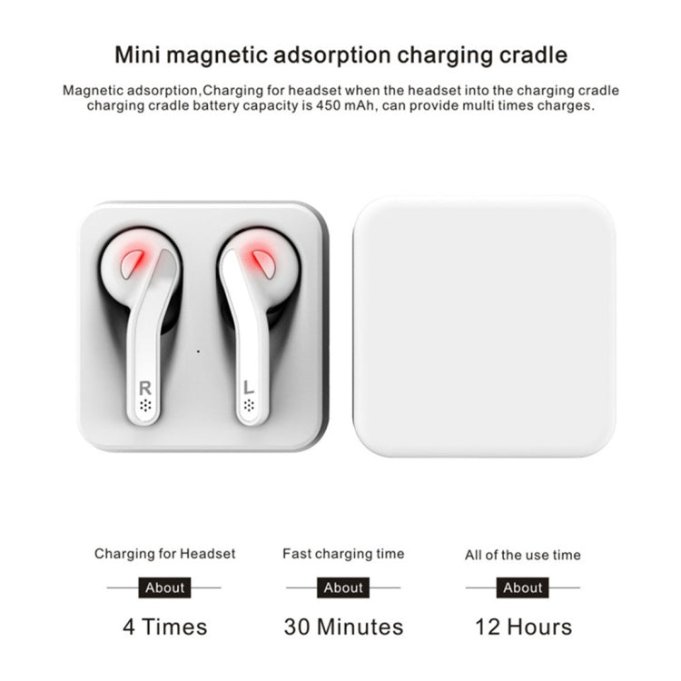 T-88 TWS Bluetooth V5.0 Wireless Stereo Earphones with Magnetic Charging Box(White) - TWS Earphone by PMC TechLife | Online Shopping South Africa | PMC TechLife