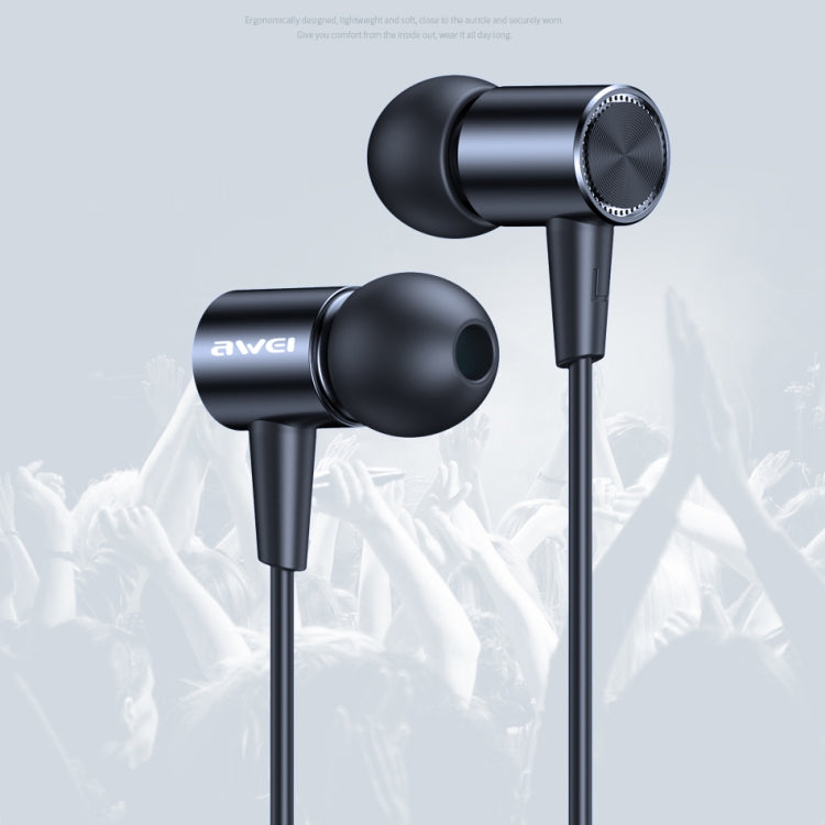 awei L2  3.5mm Plug In-Ear Wired Stereo Earphone with Mic(Black) - Normal Style Earphone by awei | Online Shopping South Africa | PMC Jewellery