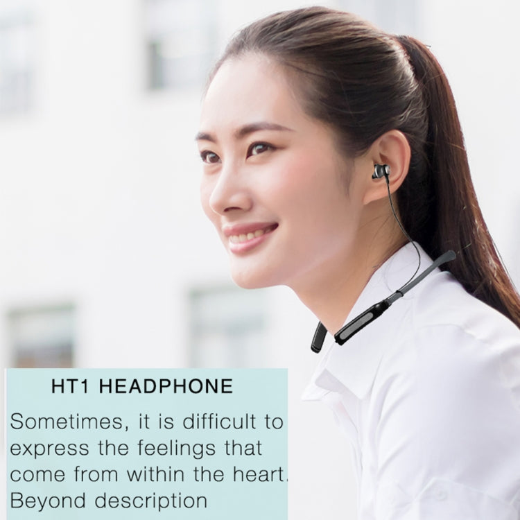 HT1 Magnetic In-Ear Wireless Bluetooth Stereo Headset(Black) - Neck-mounted Earphone by PMC TechLife | Online Shopping South Africa | PMC TechLife
