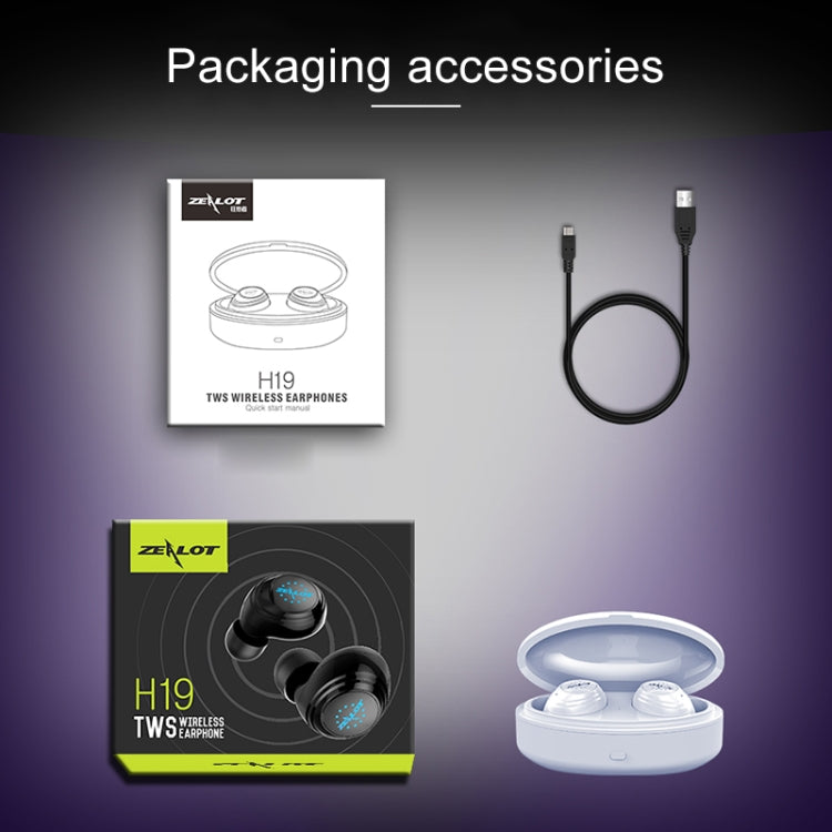 ZEALOT H19 TWS Bluetooth 5.0 Touch Wireless Bluetooth Earphone with Magnetic Charging Box, Support HD Call & Bluetooth Automatic Connection(White) - TWS Earphone by ZEALOT | Online Shopping South Africa | PMC TechLife | Buy Now Pay Later Mobicred