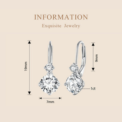 MSE031 Sterling Silver 925 White Gold Plated Zircon Light Luxury Style Moissanite Earrings - Stud Earrings & Earrings by PMC Jewellery | Online Shopping South Africa | PMC Jewellery