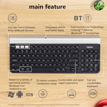 Logitech K780 Multi-device Bluetooth + Unifying Dual Mode Wireless Keyboard with Stand (Black) - Wireless Keyboard by Logitech | Online Shopping South Africa | PMC Jewellery