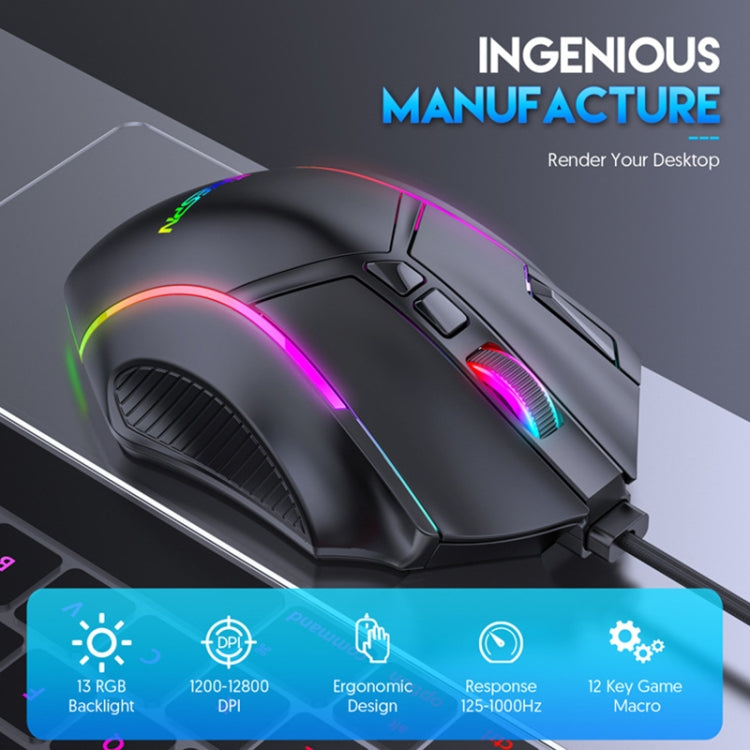 MKESPN X15 Full Speed 12800DPI 12 Buttons Macro Definition RGB Wired Mouse - Wired Mice by MKESPN | Online Shopping South Africa | PMC Jewellery | Buy Now Pay Later Mobicred