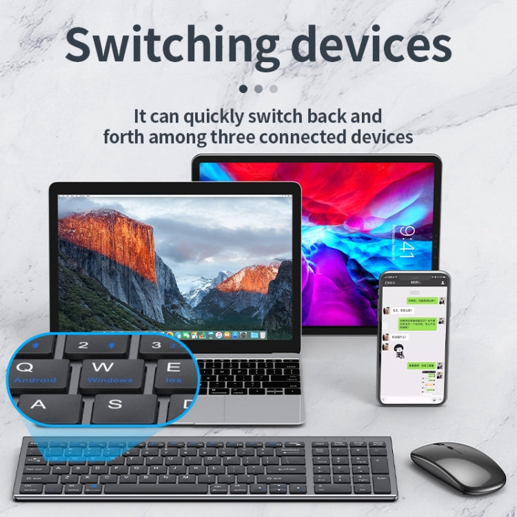 109 Three-mode Wireless Bluetooth Keyboard (Silver) - free shipping - PMC TechLife - Order now!