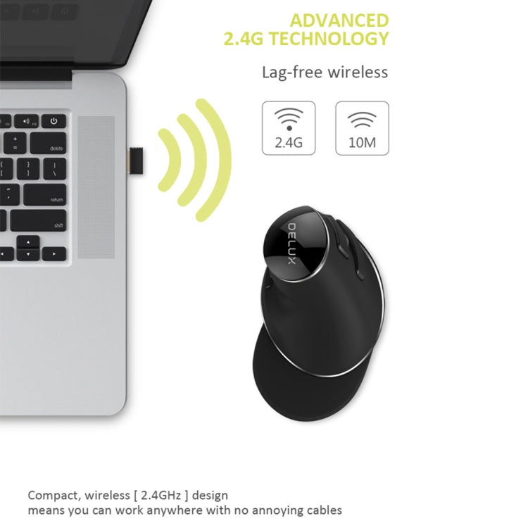 DELUX M618 Plus 2.4G 1600DPI Wireless Portable Vertical Ergonomic Mouse - free shipping - PMC TechLife - Order now!