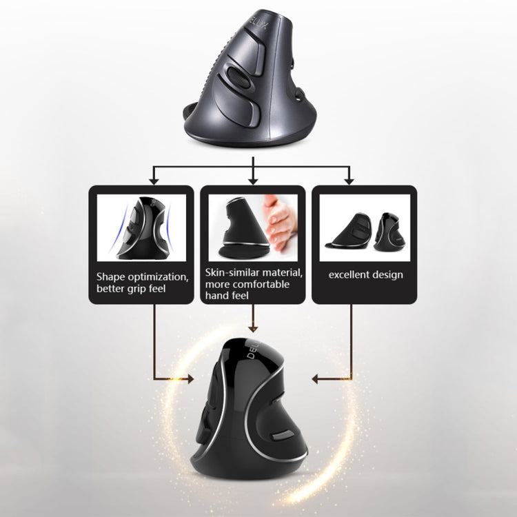 DELUX M618 Plus 2.4G 1600DPI Wireless Portable Vertical Ergonomic Mouse - free shipping - PMC TechLife - Order now!