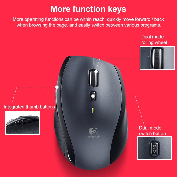 Logitech M705 1000DPI 2.4GHz Wireless Laser Dual Mode Mouse - Wireless Mice by Logitech | Online Shopping South Africa | PMC Jewellery | Buy Now Pay Later Mobicred