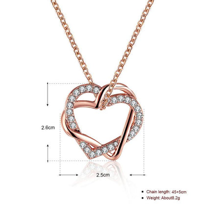 Gorgeous 18K Rose Gold Plated Austrian Crystal Heart Pendant Necklace