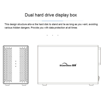 Blueendless USB-B Interface 3.5 inch 2 Bay RAID Combination Array HDD External Enclosure (UK Plug) - HDD Enclosure by Blueendless | Online Shopping South Africa | PMC Jewellery