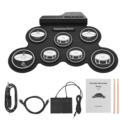 Portable Silicone Hand Roll USB Electronic Drum, Black Icon Version - Percussion Instruments by PMC Jewellery | Online Shopping South Africa | PMC Jewellery