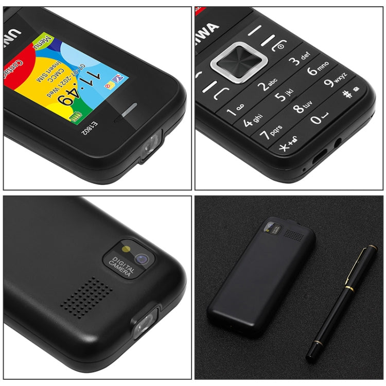 UNIWA E1802 Mobile Phone, 1.77 inch, 1800mAh Battery, SC6531DA, 21 Keys, Support Bluetooth, FM, MP3, MP4, GSM, Dual SIM(Black) - UNIWA by UNIWA | Online Shopping South Africa | PMC Jewellery