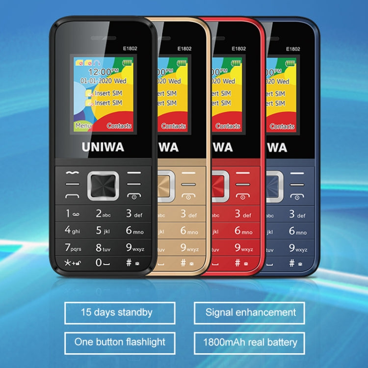 UNIWA E1802 Mobile Phone, 1.77 inch, 1800mAh Battery, SC6531DA, 21 Keys, Support Bluetooth, FM, MP3, MP4, GSM, Dual SIM(Black) - UNIWA by UNIWA | Online Shopping South Africa | PMC Jewellery