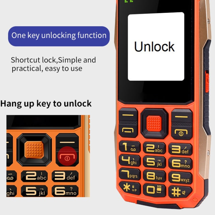 K1 Triple Proofing Elder Phone, Waterproof Shockproof Dustproof, 4800mAh Battery, 2.4 inch, 21 Keys, Bluetooth, LED Flashlight, FM, SOS, Dual SIM, Network: 2G (Orange) - Others by PMC Jewellery | Online Shopping South Africa | PMC Jewellery