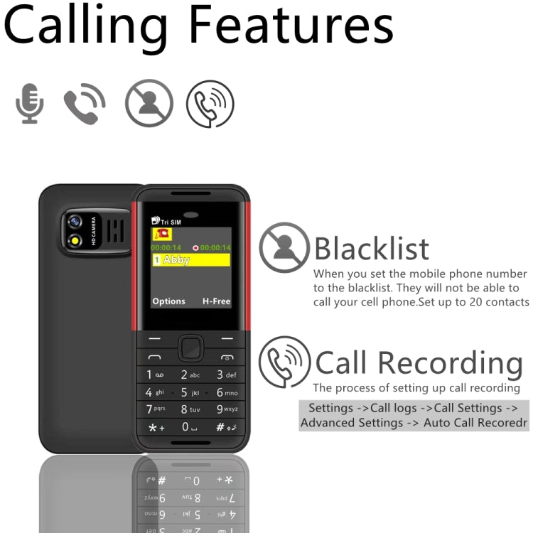 SERVO BM5310 Mini Mobile Phone, English Key, 1.33 inch, MTK6261D, 21 Keys, Support Bluetooth, FM, Magic Sound, Auto Call Record, GSM, Triple SIM (Black+green) - SERVO by SERVO | Online Shopping South Africa | PMC Jewellery