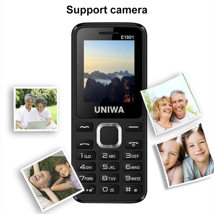 UNIWA E1801 Mobile Phone, 1.77 inch, 800mAh Battery, 21 Keys, Support Bluetooth, FM, MP3, MP4, GSM, Dual SIM(Black) - UNIWA by UNIWA | Online Shopping South Africa | PMC Jewellery