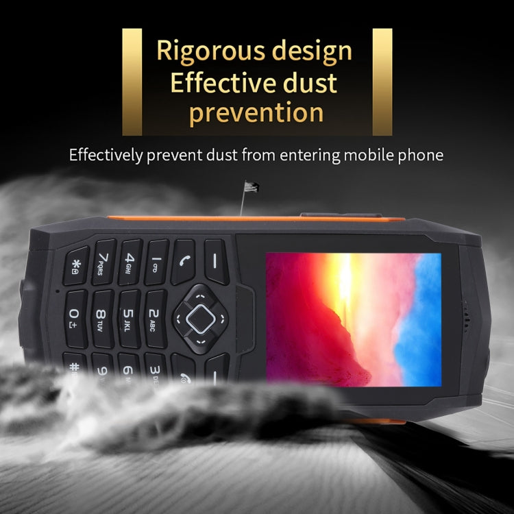 Rugtel R1D Rugged Phone, IP68 Waterproof Dustproof Shockproof, 2.4 inch, MTK6261D, 2000mAh Battery, Loud Box Speaker, FM, Network: 2G, Dual SIM(Orange) - Others by Rugtel | Online Shopping South Africa | PMC Jewellery | Buy Now Pay Later Mobicred