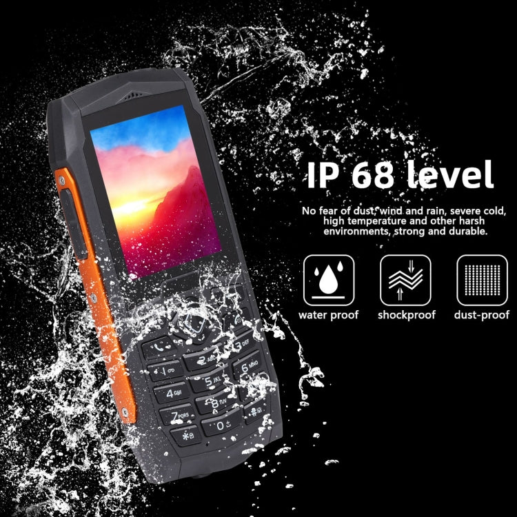 Rugtel R1D Rugged Phone, IP68 Waterproof Dustproof Shockproof, 2.4 inch, MTK6261D, 2000mAh Battery, Loud Box Speaker, FM, Network: 2G, Dual SIM(Orange) - Others by Rugtel | Online Shopping South Africa | PMC Jewellery | Buy Now Pay Later Mobicred