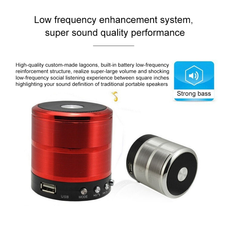 WS-887 Bluetooth Speaker with Lanyard, Support Hands-free Call & FM & U Disk & TF Card & AUX(Red) - Mini Speaker by PMC TechLife | Online Shopping South Africa | PMC TechLife
