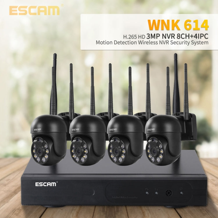 ESCAM WNK614 HD 3.0 Million Pixels 8-channel Wireless + 4IPC Wireless NVR Security System, AU Plug - Dome Camera by ESCAM | Online Shopping South Africa | PMC Jewellery | Buy Now Pay Later Mobicred