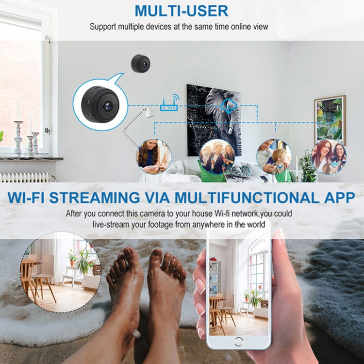 A9+ 1080P WiFi Remote Wireless Camera, Support Night Vision & Motion Detection & TF Card, Broadcom Bluetooth Solution(Black) - Mini Camera by PMC TechLife | Online Shopping South Africa | PMC TechLife | Buy Now Pay Later Mobicred