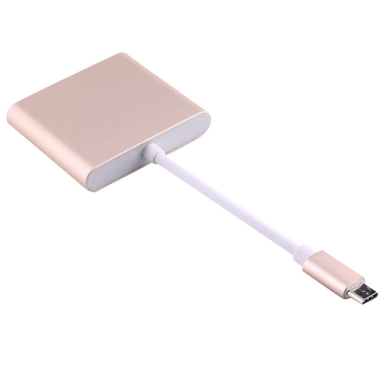 USB-C / Type-C 3.1 Male to USB-C / Type-C 3.1 Female & HDMI Female & USB 3.0 Female Adapter(Gold) - Cable & Adapters by PMC Jewellery | Online Shopping South Africa | PMC Jewellery