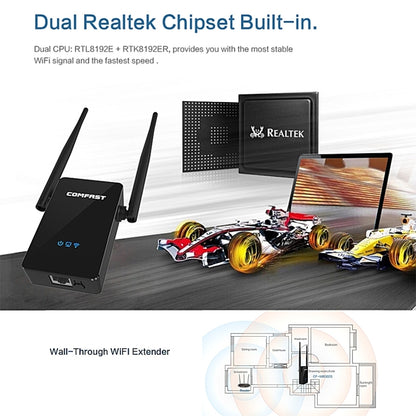 COMFAST CF-WR302S RTL8196E + RTL8192ER Dual Chip WiFi Wireless AP Router 300Mbps Repeater Booster with Dual 5dBi Gain Antenna, Compatible with All Routers with WPS Key - Powerline Network Adapters by COMFAST | Online Shopping South Africa | PMC Jewellery