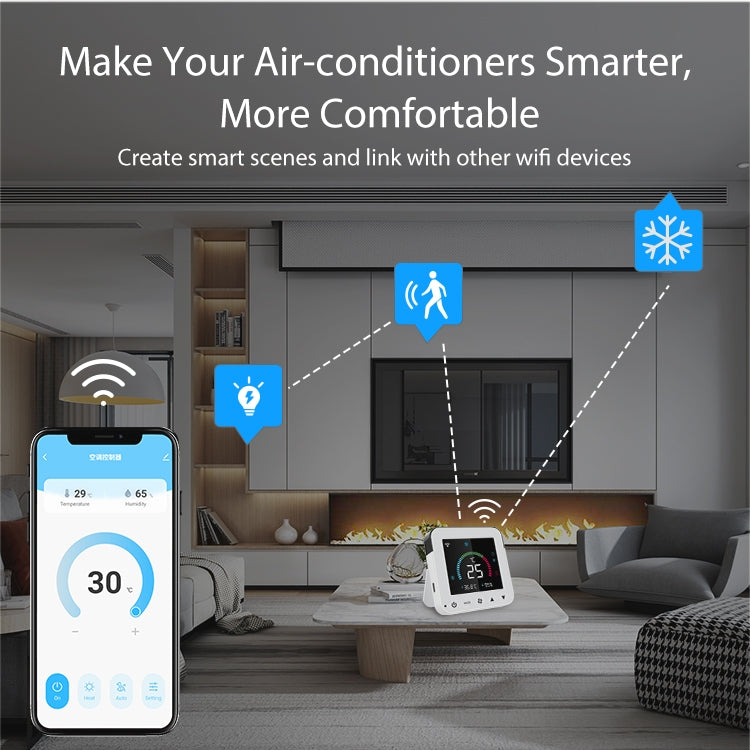 NEO NAS-RT01W WiFi Smart Color Screen Infrared Air Conditioner Controller Thermostat(White) - free shipping - PMC TechLife - Order now!