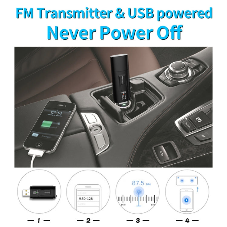 MSD128 2 in 1 USB Car Bluetooth Hands-free Call FM Transmitter with 3.5mm AUX Interface - Audio Receiver Transmitter by PMC Jewellery | Online Shopping South Africa | PMC Jewellery