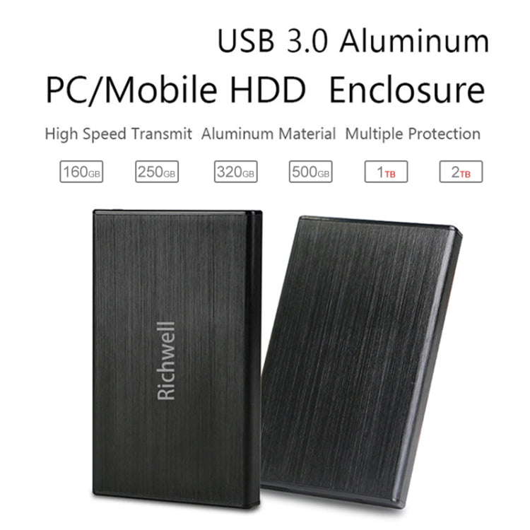 Richwell SATA R23-SATA-250GB 250GB 2.5 inch USB3.0 Interface Mobile Hard Disk Drive(Black) - free shipping - PMC TechLife - Order now!