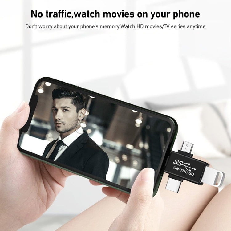 3 in 1 USB 3.0 to 8 Pin + Micro USB + USB-C / Type-C Interface Multifunctional OTG Adapter - OTG Adapter by PMC TechLife | Online Shopping South Africa | PMC TechLife