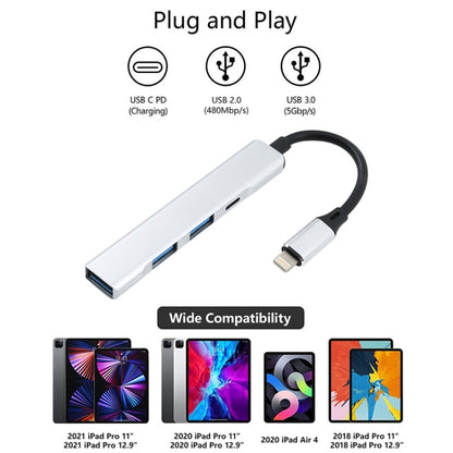 S-209 3 in 1 8 Pin Male to Dual USB 2.0 + USB 3.0 Female Adapter HUB(Silver Grey) - Converter & Adapter by PMC Jewellery | Online Shopping South Africa | PMC Jewellery