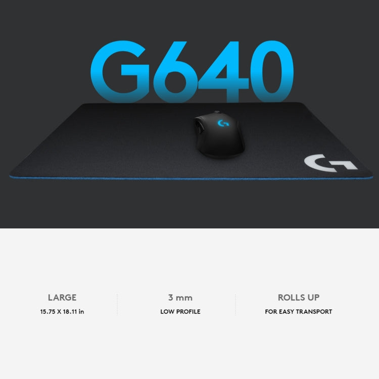 Logitech G640 Cloth Soft E-sport Gaming Mouse Pad, Size: 46 x 40cm (Black) - Mouse Pads by Logitech | Online Shopping South Africa | PMC Jewellery | Buy Now Pay Later Mobicred