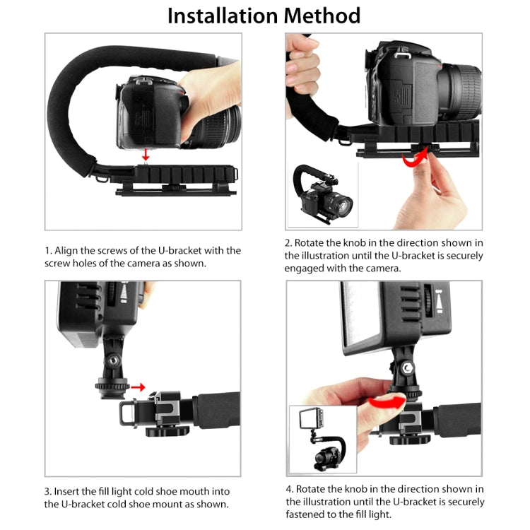 PULUZ U/C Shape 3-Head Cold Shoes Portable Handheld DV Bracket Stabilizer for All SLR Cameras and Home DV Camera - free shipping - PMC TechLife - Order now!