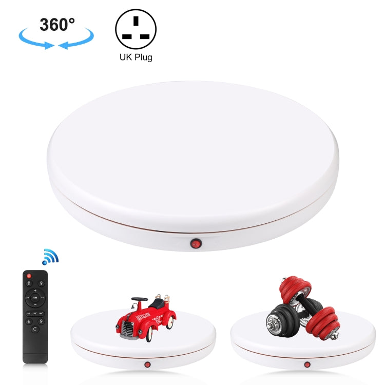 PULUZ 45cm Remote Control Adjusting Speed Rotating Turntable Display Stand, White, Load 100kg(UK Plug) - free shipping - PMC TechLife - Order now!