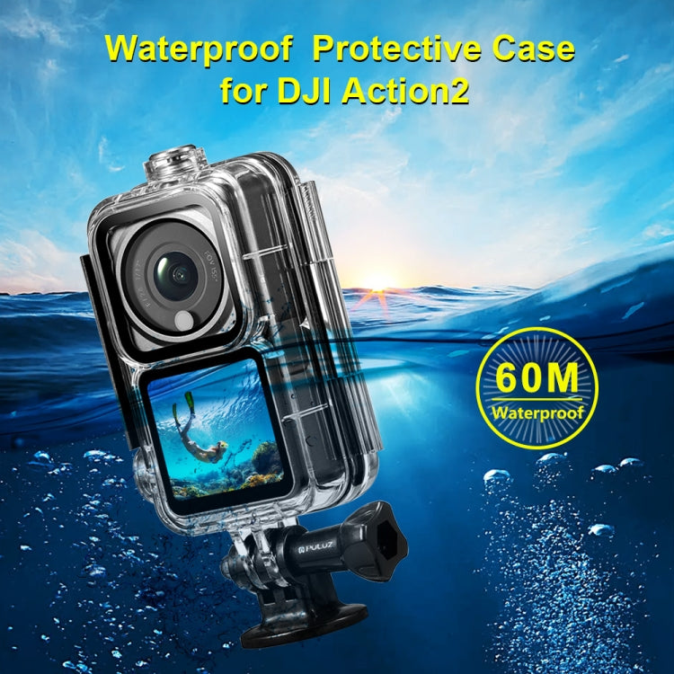 PULUZ 60m Waterproof Housing Diving Case for DJI Action 2 Camera Unit / Action 2 Power Combo / Action 2 Dual-Screen Combo(Transparent) - Case & Bags by PULUZ | Online Shopping South Africa | PMC TechLife | Buy Now Pay Later Mobicred