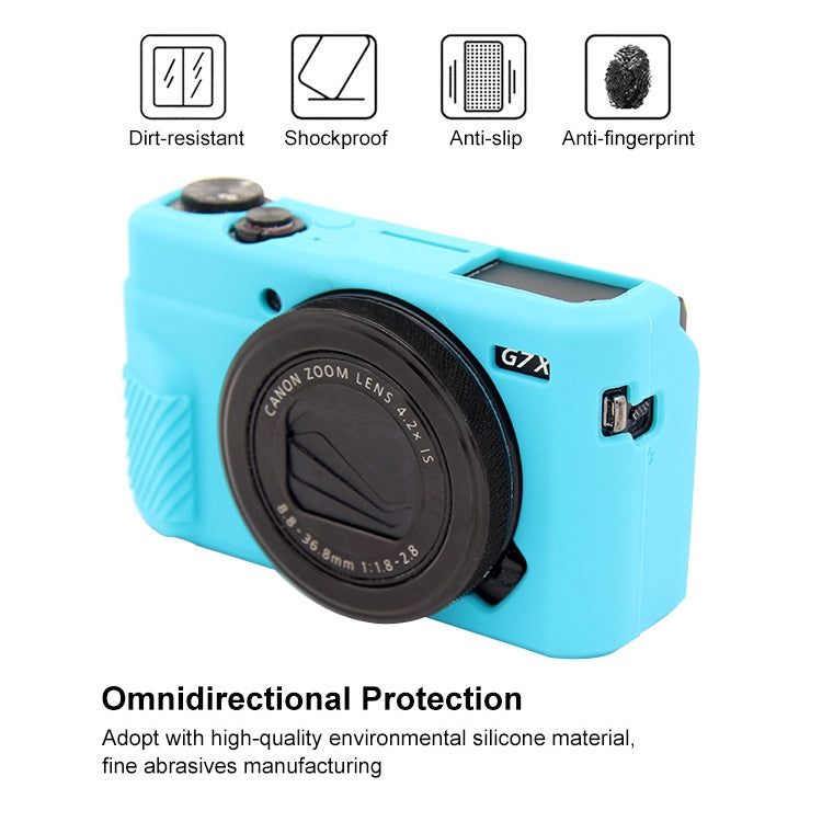 PULUZ Soft Silicone Protective Case for Canon EOS G7 X Mark II(Blue) - Protective Case by PULUZ | Online Shopping South Africa | PMC TechLife | Buy Now Pay Later Mobicred