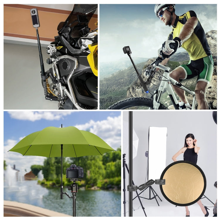 PULUZ Motorcycle Dualheads Crab Clamp Action Camera Handlebar Fixed Mount(Black) - Bicycle Handlebar Mount by PULUZ | Online Shopping South Africa | PMC TechLife