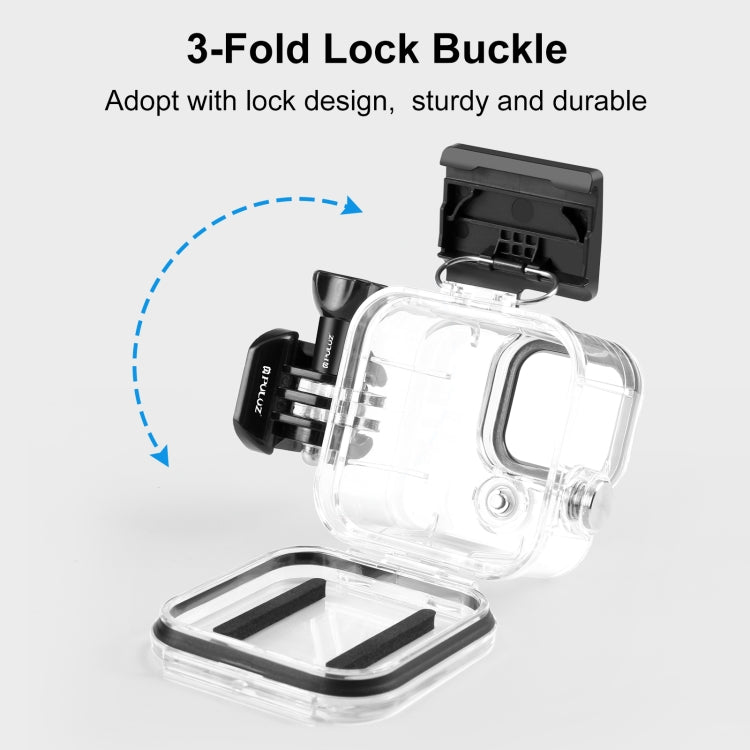 For GoPro Hero11 Black Mini PULUZ 40m Waterproof Housing Protective Case with Buckle Basic Mount & Screw (Transparent) - Waterproof Cases by PULUZ | Online Shopping South Africa | PMC Jewellery | Buy Now Pay Later Mobicred