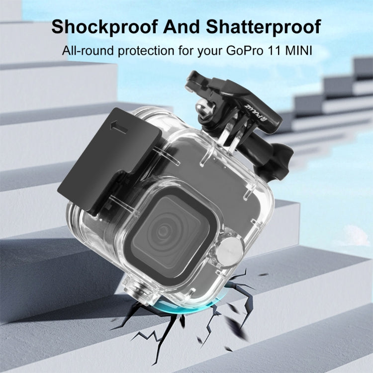 For GoPro Hero11 Black Mini PULUZ 40m Waterproof Housing Protective Case with Buckle Basic Mount & Screw (Transparent) - Waterproof Cases by PULUZ | Online Shopping South Africa | PMC Jewellery | Buy Now Pay Later Mobicred