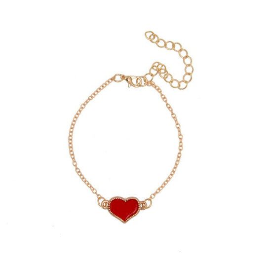 Romantic Enamel Love Heart Bracelet - a beautiful piece of jewelry featuring a heart-shaped charm with intricate enamel detailing. Perfect for adding an elegant touch to any outfit.