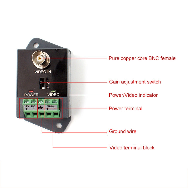 Active CCTV UTP Twisted Pair Video Balun Transmitter and Receiver - Video Balun by PMC Jewellery | Online Shopping South Africa | PMC Jewellery